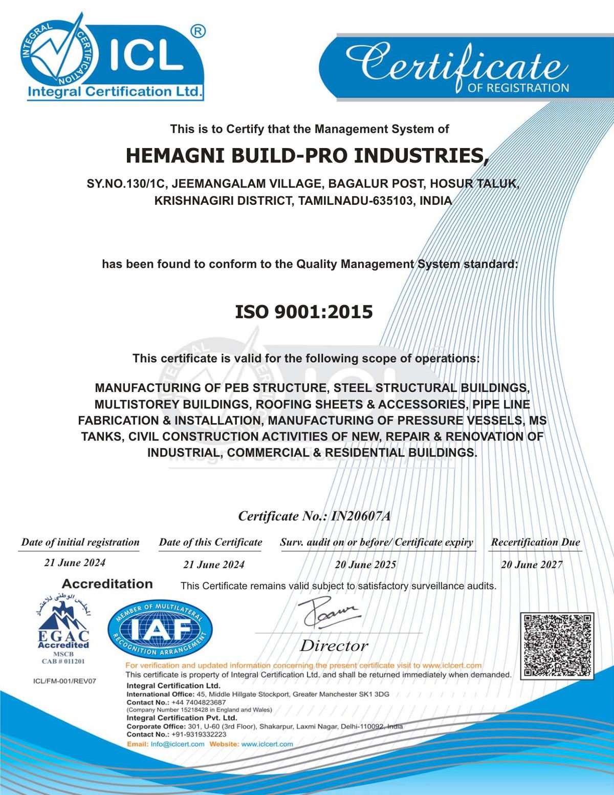 ISO 9001:2015 Quality Management Certificate - Hemagni Build Pro